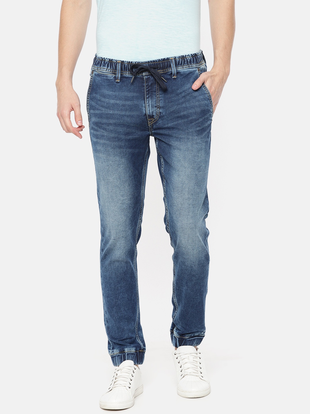 

Pepe Jeans Men Blue Jogger Mid-Rise Clean Look Stretchable Jeans
