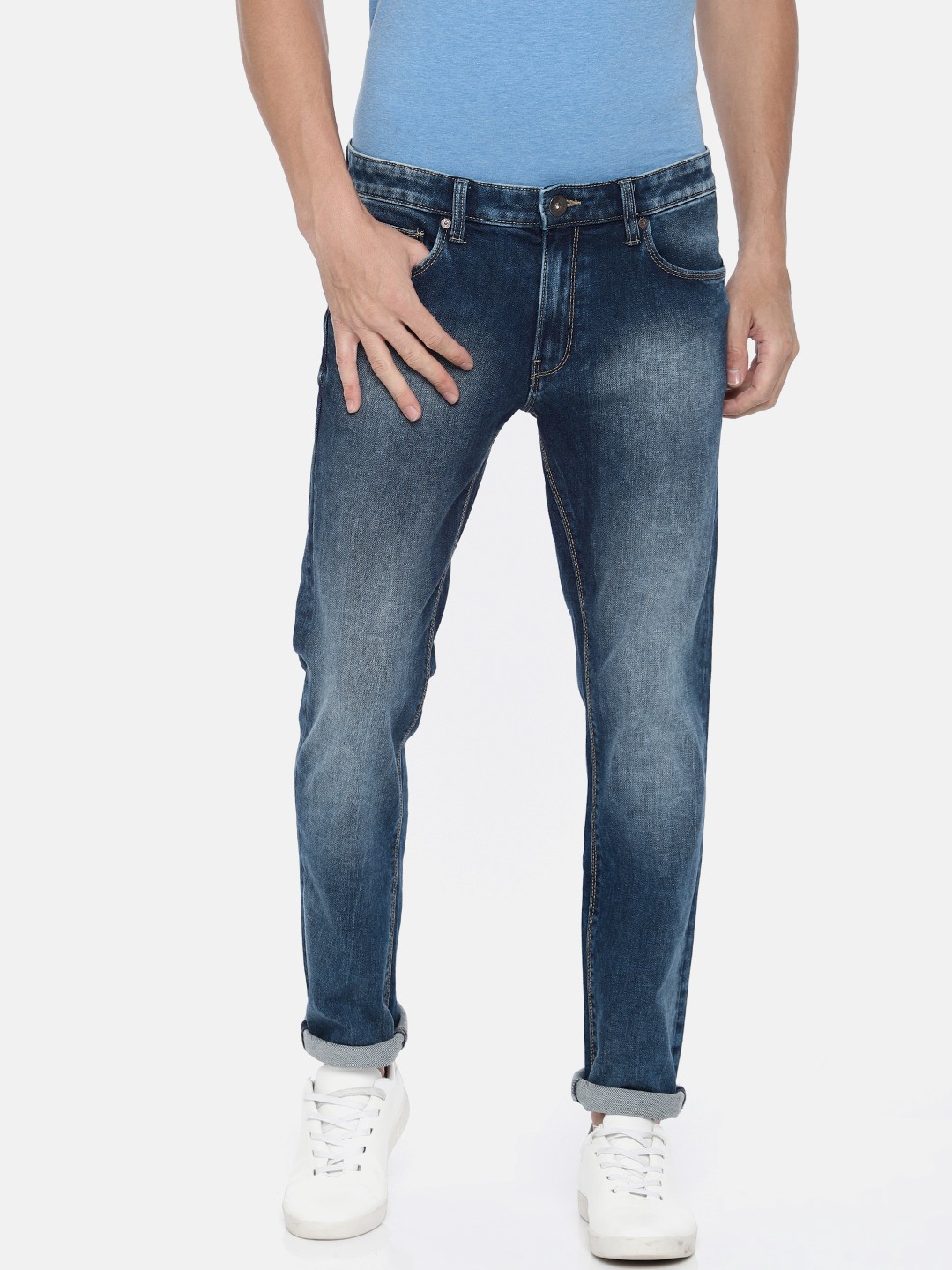 

Pepe Jeans Men Blue Vapour Slim Fit Low-Rise Clean Look Stretchable Jeans