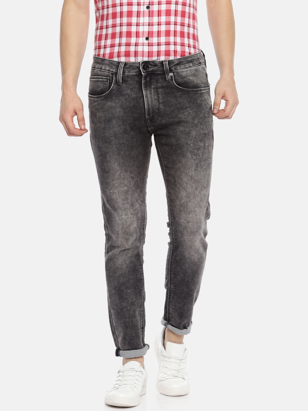

Pepe Jeans Men Grey Austin Chinox Slim Fit Low-Rise Clean Look Stretchable Jeans
