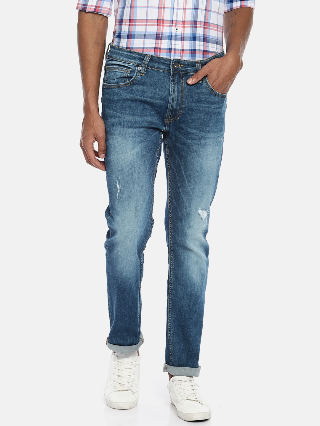 

Pepe Jeans Men Blue Slim Fit Low-Rise Mildly Distressed Stretchable Jeans