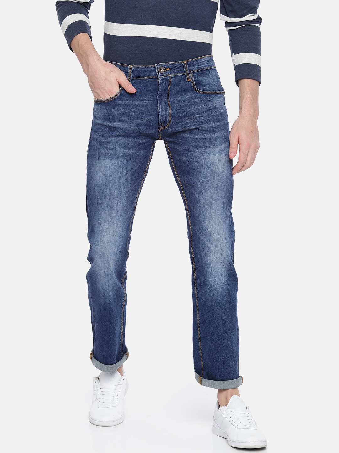 

Pepe Jeans Men Blue Holborne Regular Fit Low-Rise Clean Look Stretchable Jeans