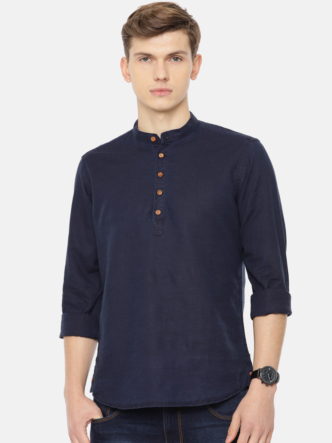 

Pepe Jeans Men Navy Blue Regular Fit Solid Indigo Casual Shirt