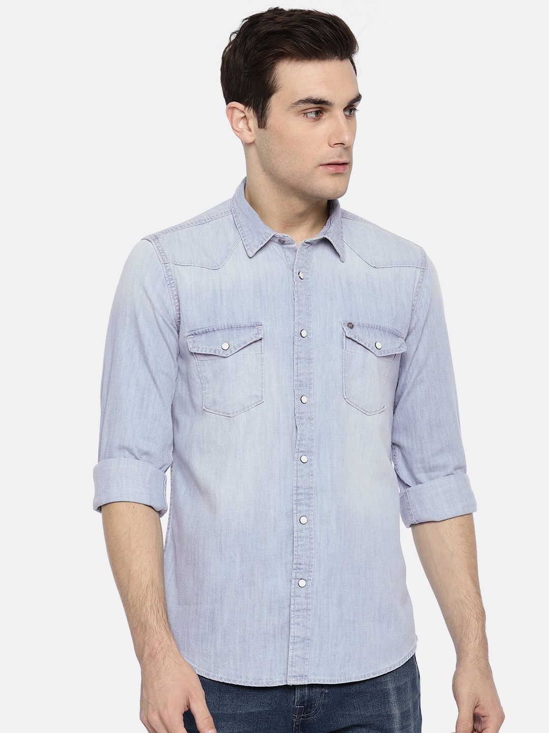 

Pepe Jeans Men Blue Regular Fit Faded Casual Shirt