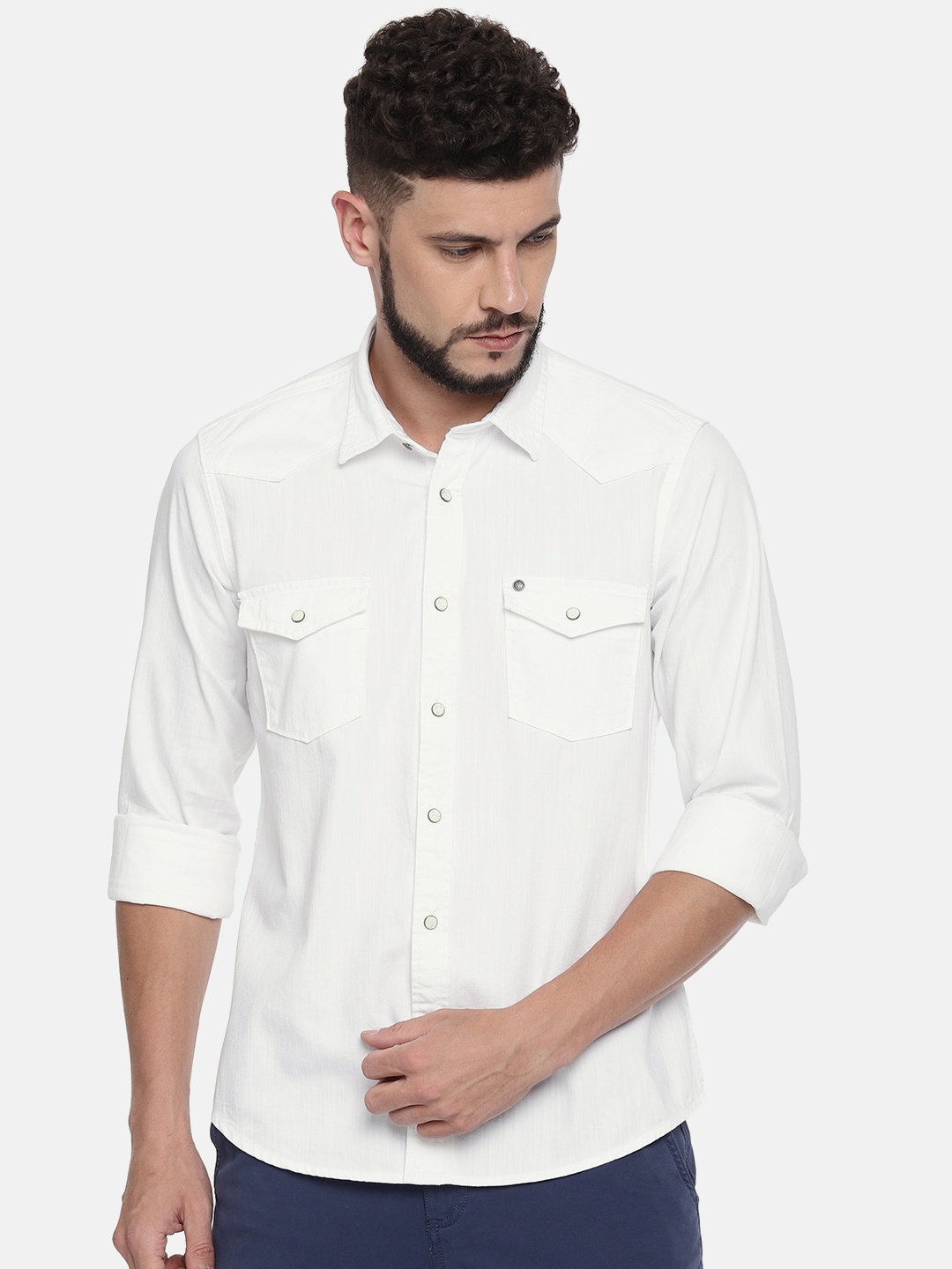 

Pepe Jeans Men White Regular Fit Solid Casual Shirt