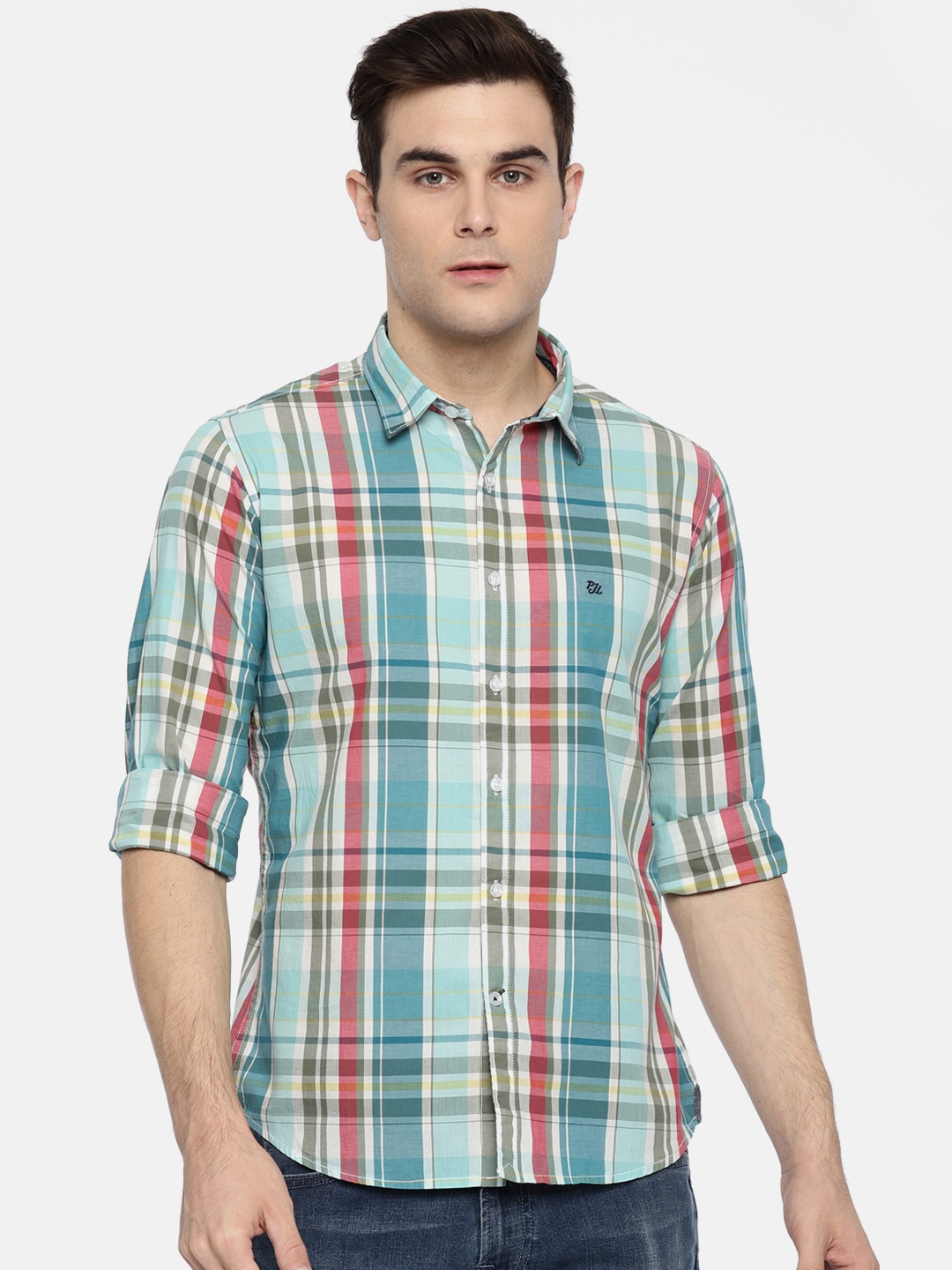 

Pepe Jeans Men Green & Red Regular Fit Checked Casual Shirt