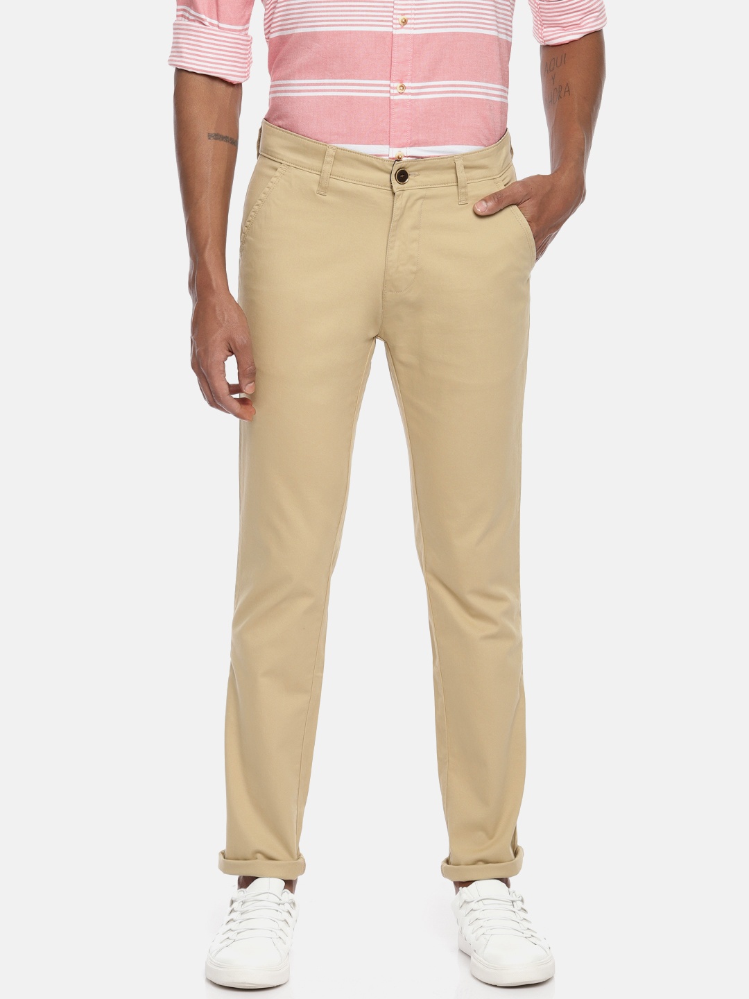 

Pepe Jeans Men Khaki CROMAX Slim Fit Solid Chinos