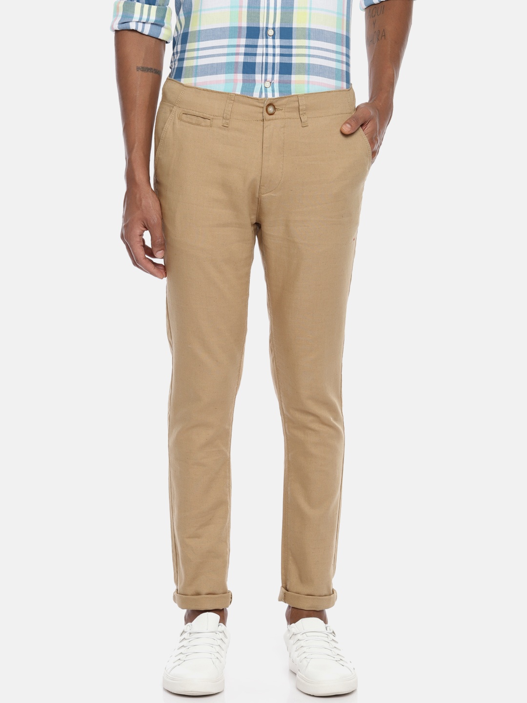 

Pepe Jeans Men Khaki ALTO Slim Fit Solid Chinos