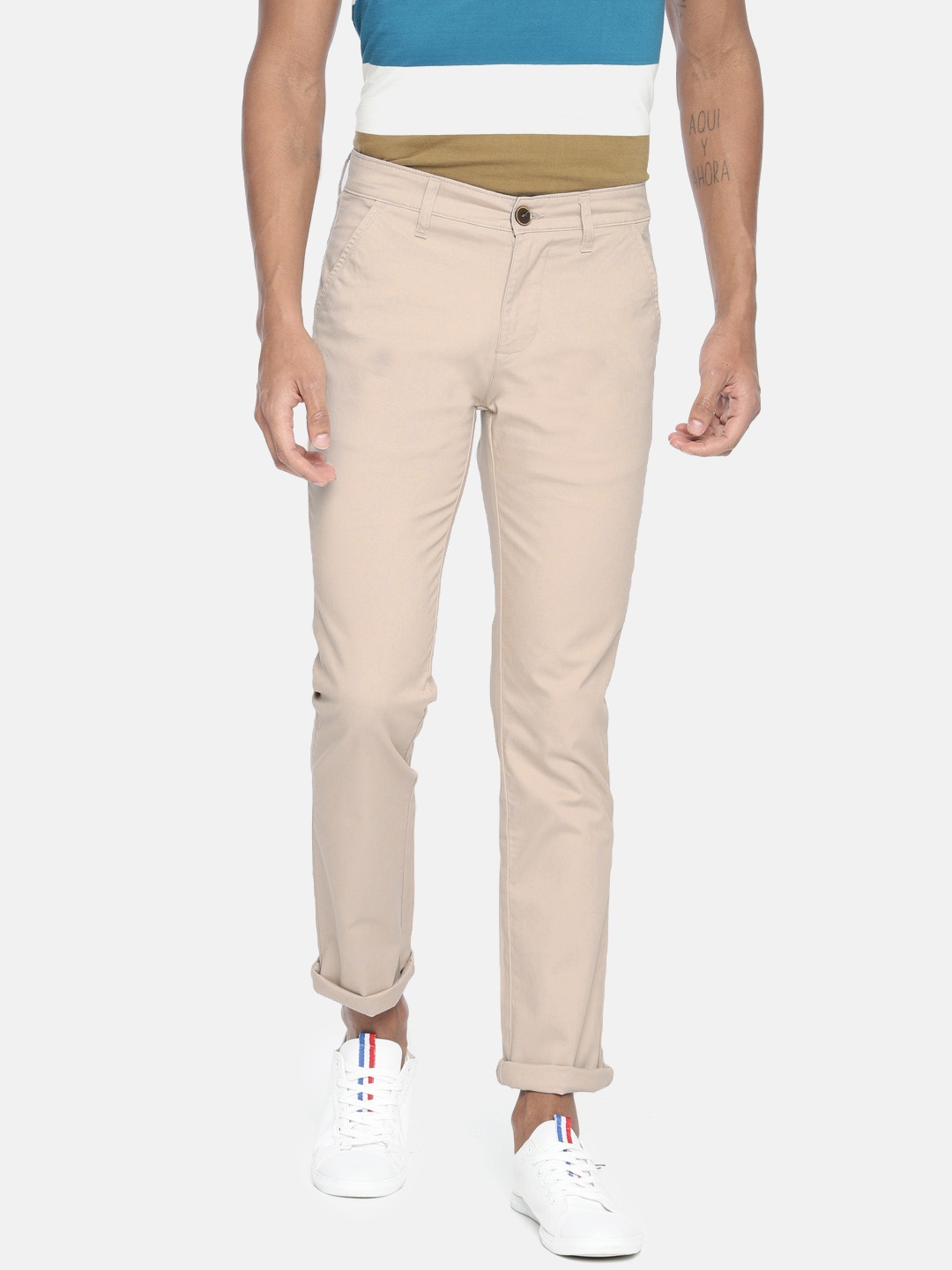 

Pepe Jeans Men Beige CROMAX Slim Fit Solid Chinos