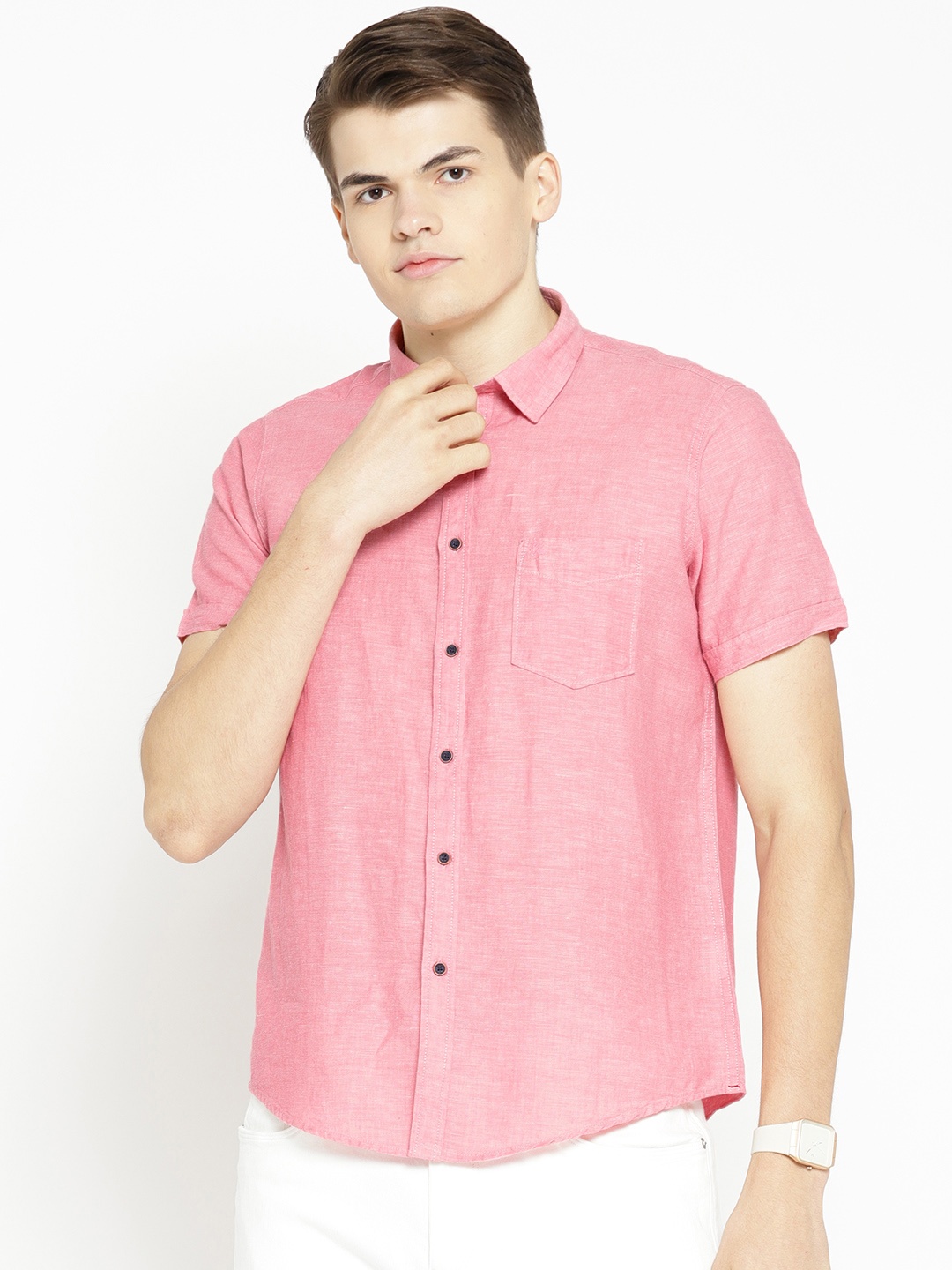

Pepe Jeans Men Pink Regular Fit Solid Casual Shirt