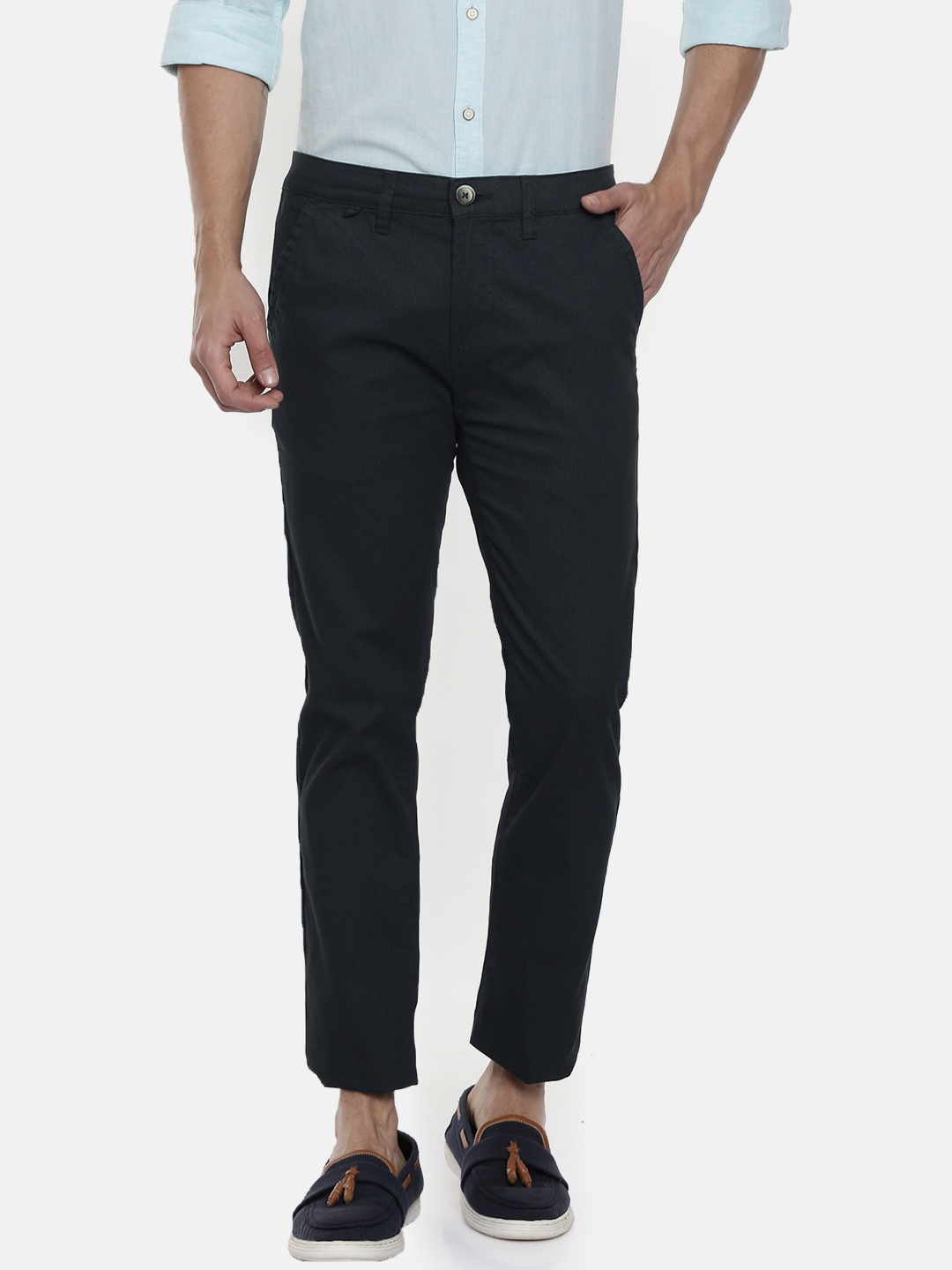 

Pepe Jeans Men Navy Blue Steel Slim Fit Printed Chinos