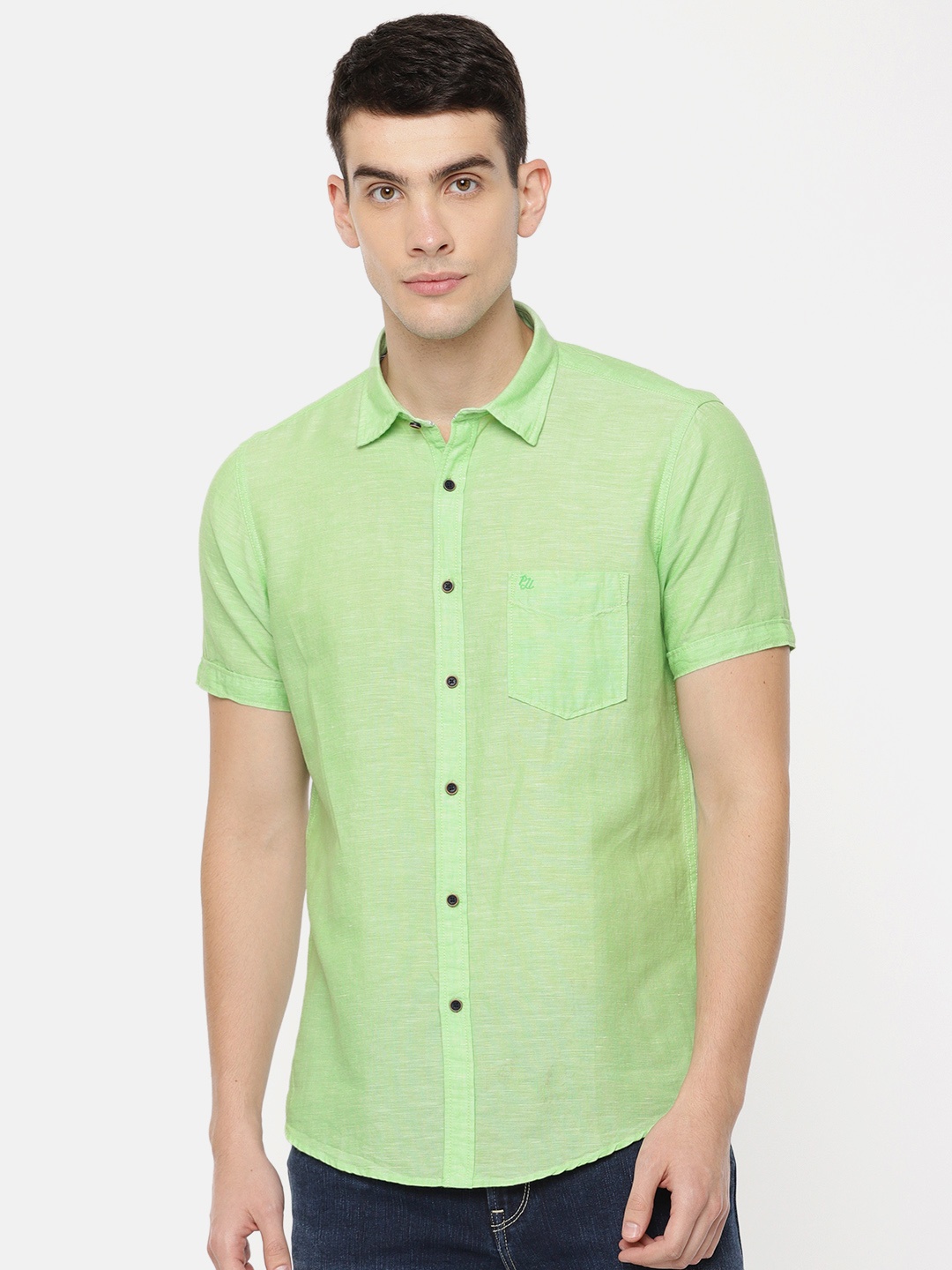 

Pepe Jeans Men Green Regular Fit Solid Casual Shirt