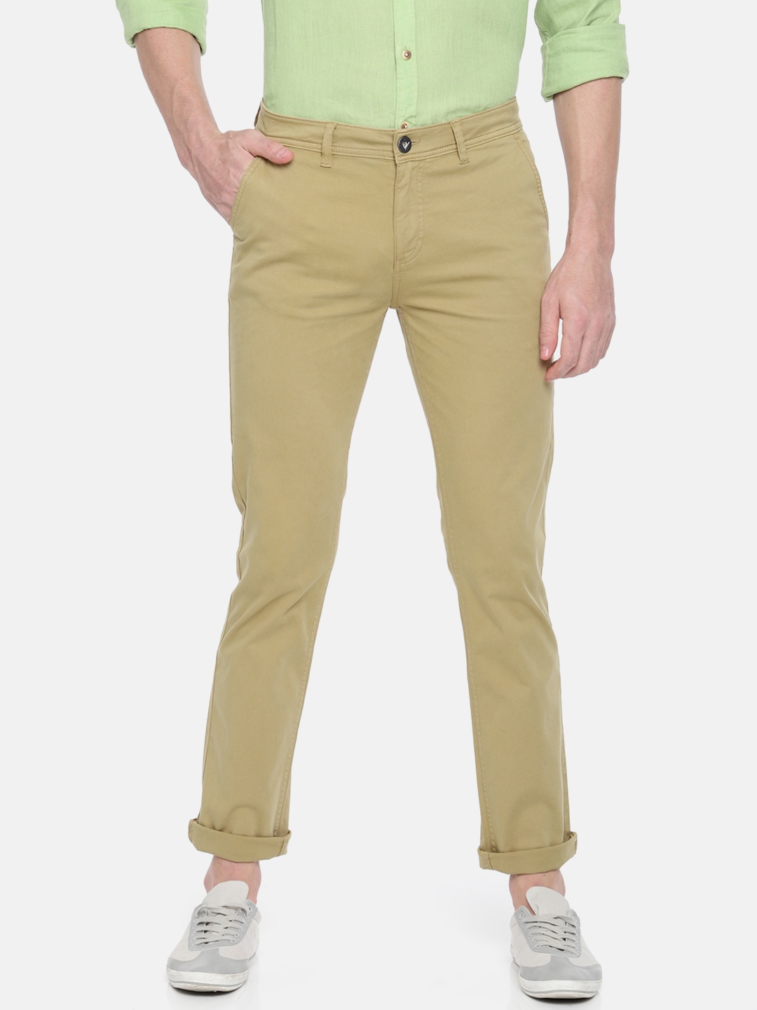 

Pepe Jeans Men Khaki Hans Slim Fit Solid Chinos