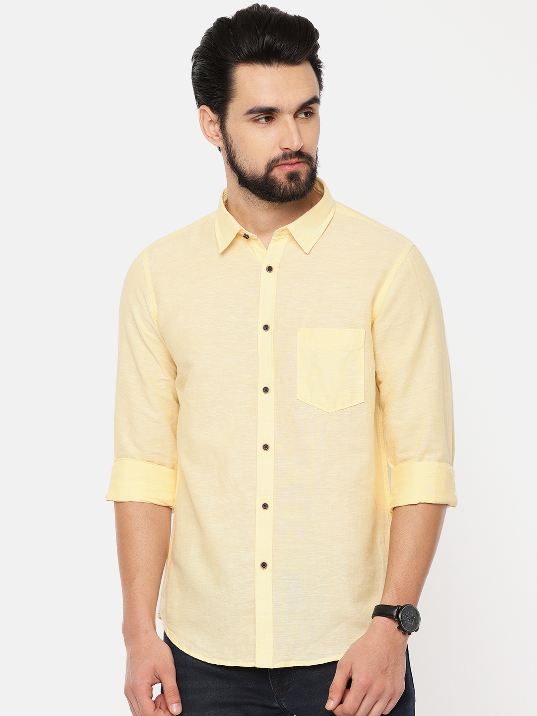 

Pepe Jeans Men Yellow Regular Fit Solid Casual Shirt