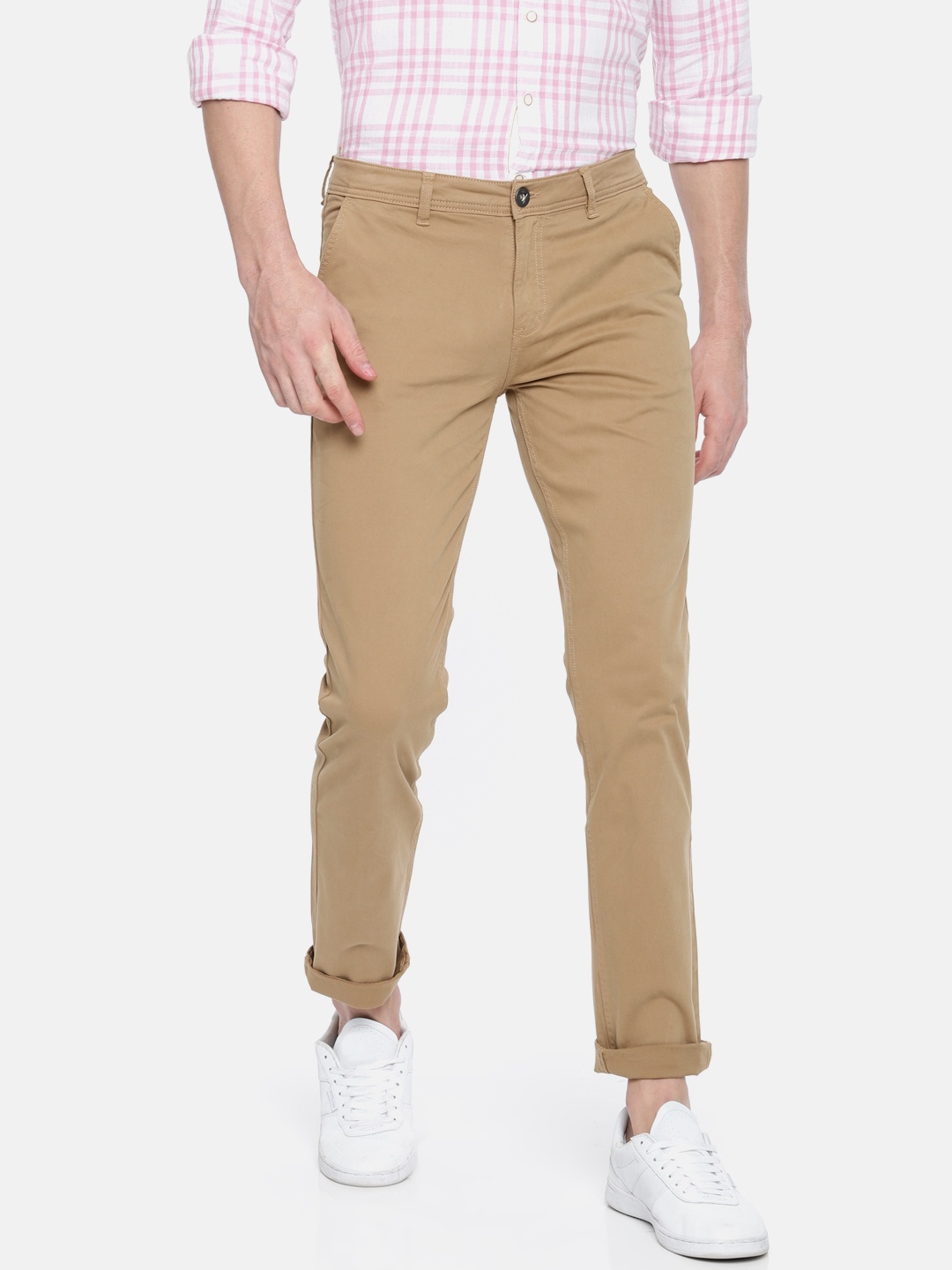 

Pepe Jeans Men Khaki Slim Fit Solid Chinos