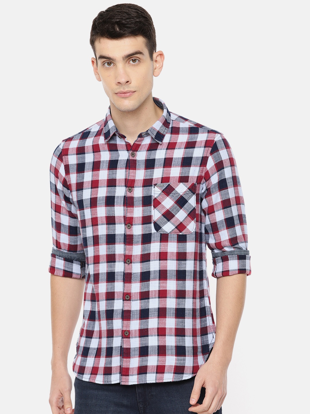 

Pepe Jeans Men Red & Grey Diego Regular Fit Checked Casual Shirt