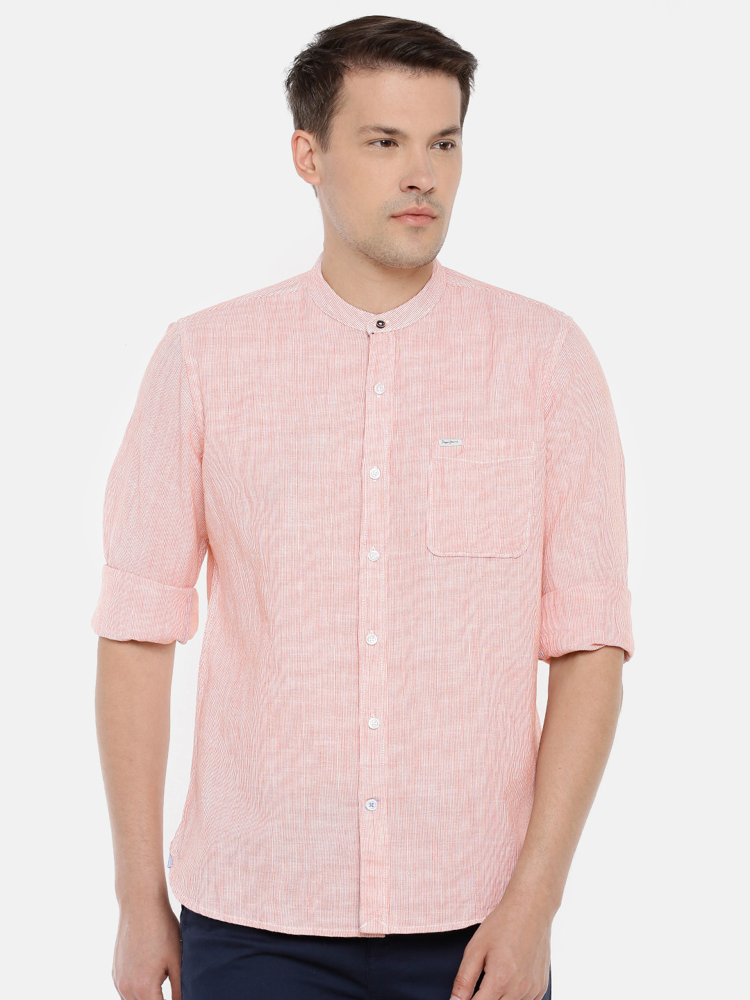 

Pepe Jeans Men Red & White Regular Fit Self Design Casual Shirt