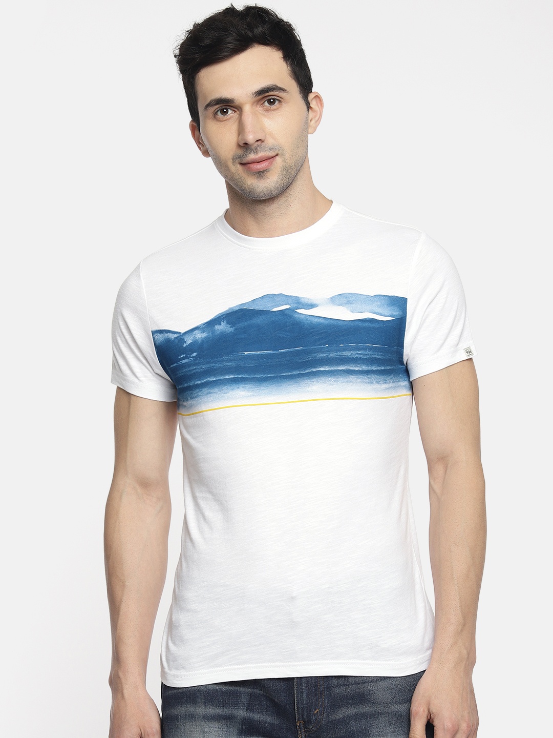 

Pepe Jeans Men White Printed Round Neck Pure Cotton T-shirt
