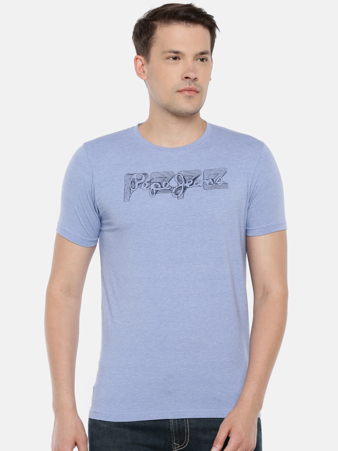

Pepe Jeans Men Blue Printed Round Neck T-shirt