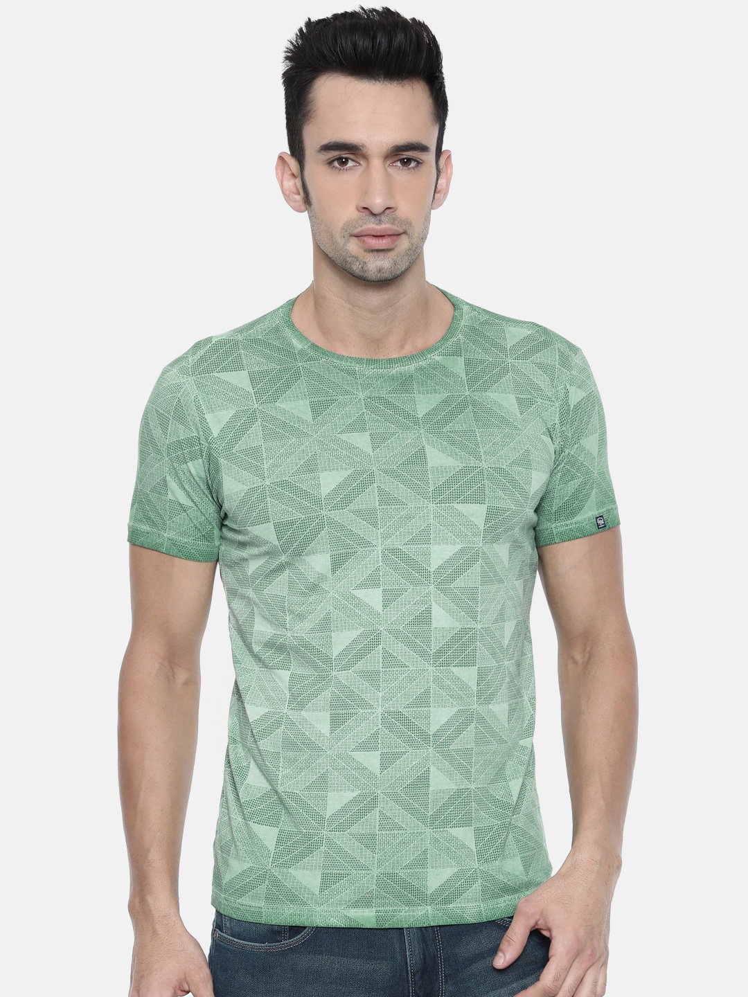 

Pepe Jeans Men Green Printed Round Neck Pure Cotton T-shirt
