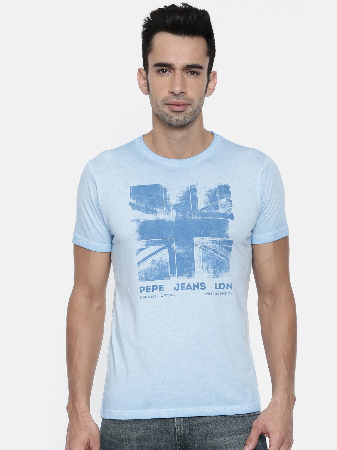 

Pepe Jeans Men Blue Slim Fit Printed Round Neck T-shirt