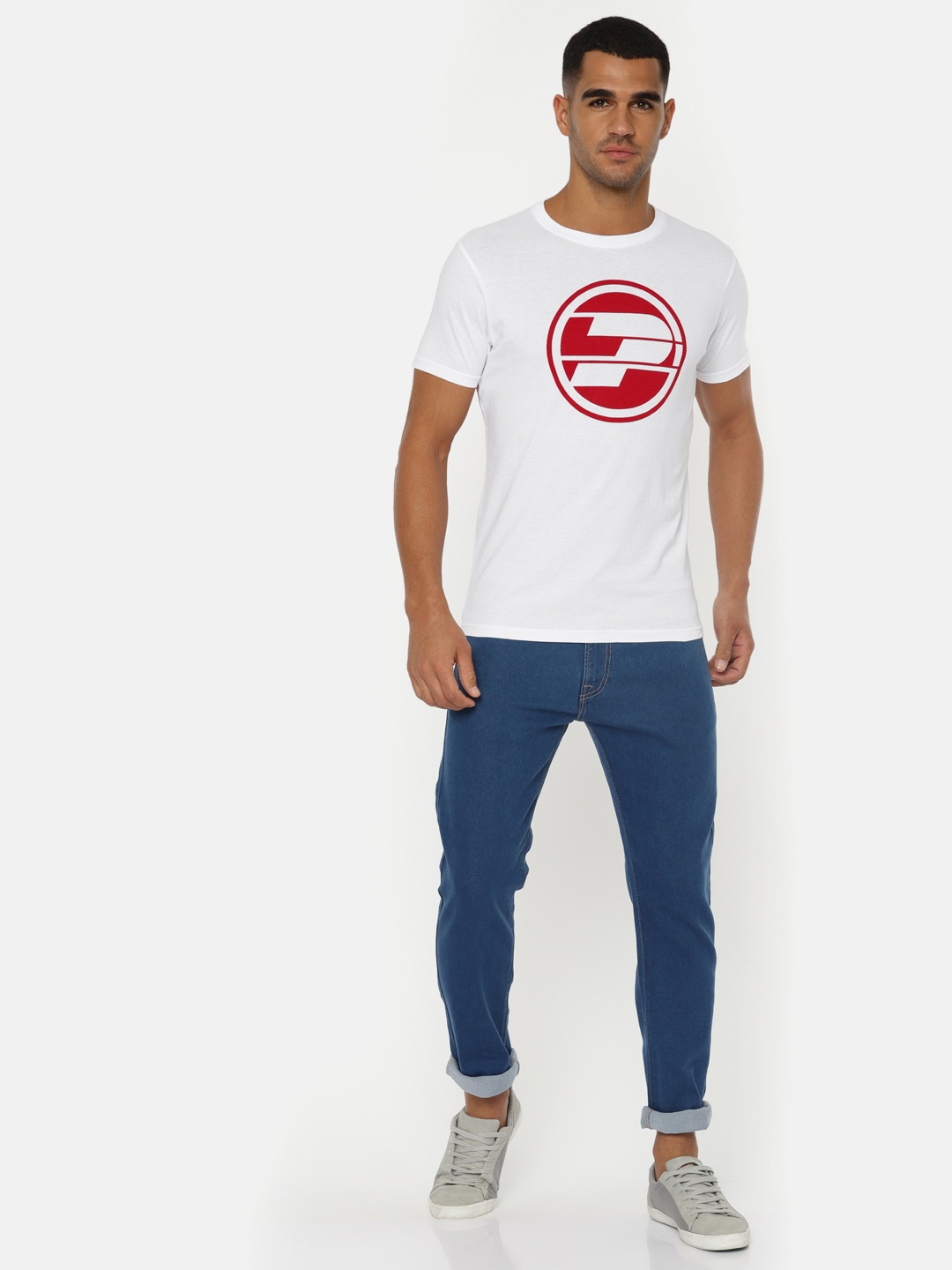 

Pepe Jeans Men White Printed Round Neck Slim Fit Pure Cotton T-shirt
