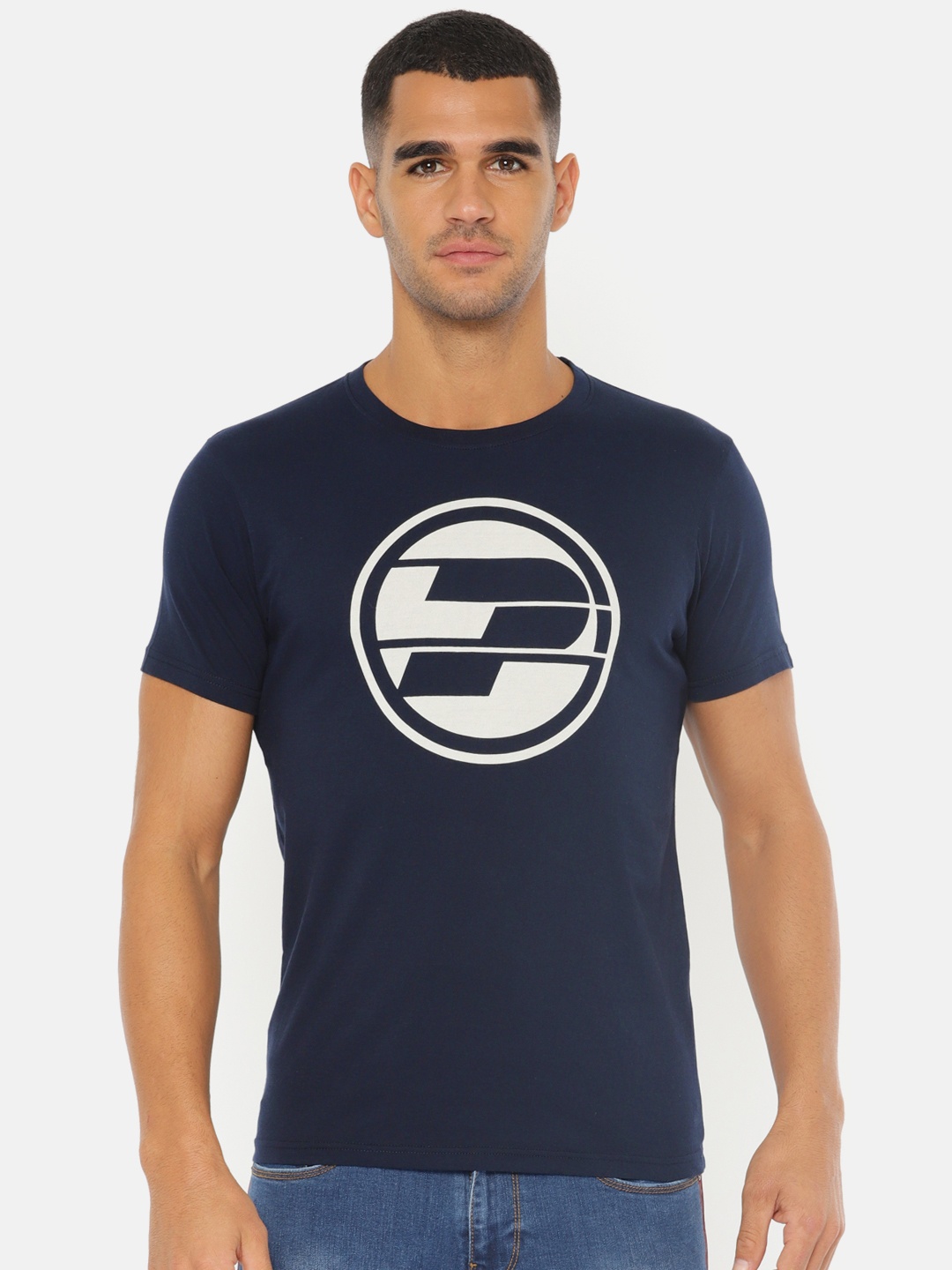 

Pepe Jeans Men Navy Blue Printed Round Neck T-shirt