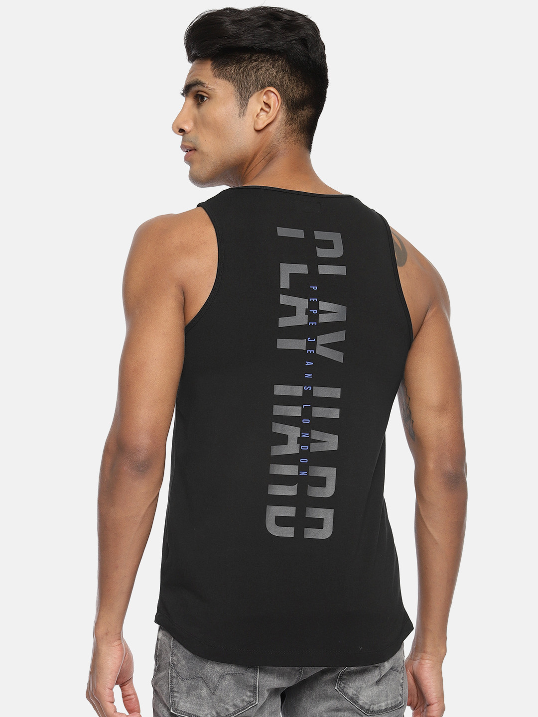 

Pepe Jeans Men Black Printed Round Neck T-shirt