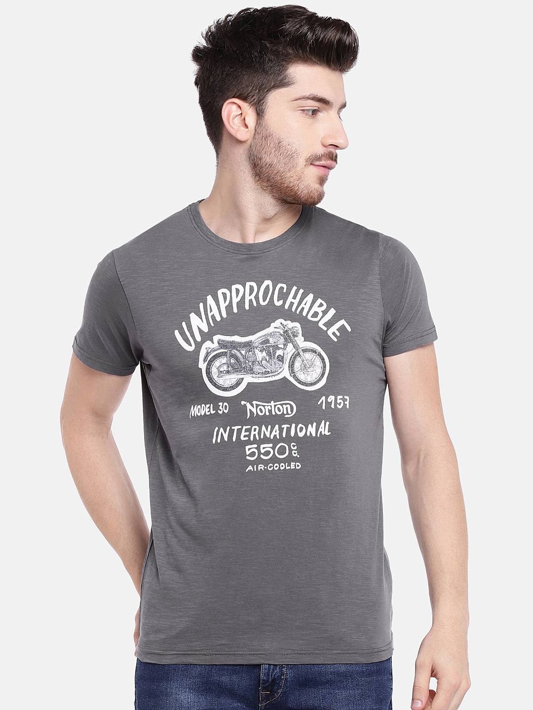 

Pepe Jeans Men Charcoal Printed Round Neck T-shirt