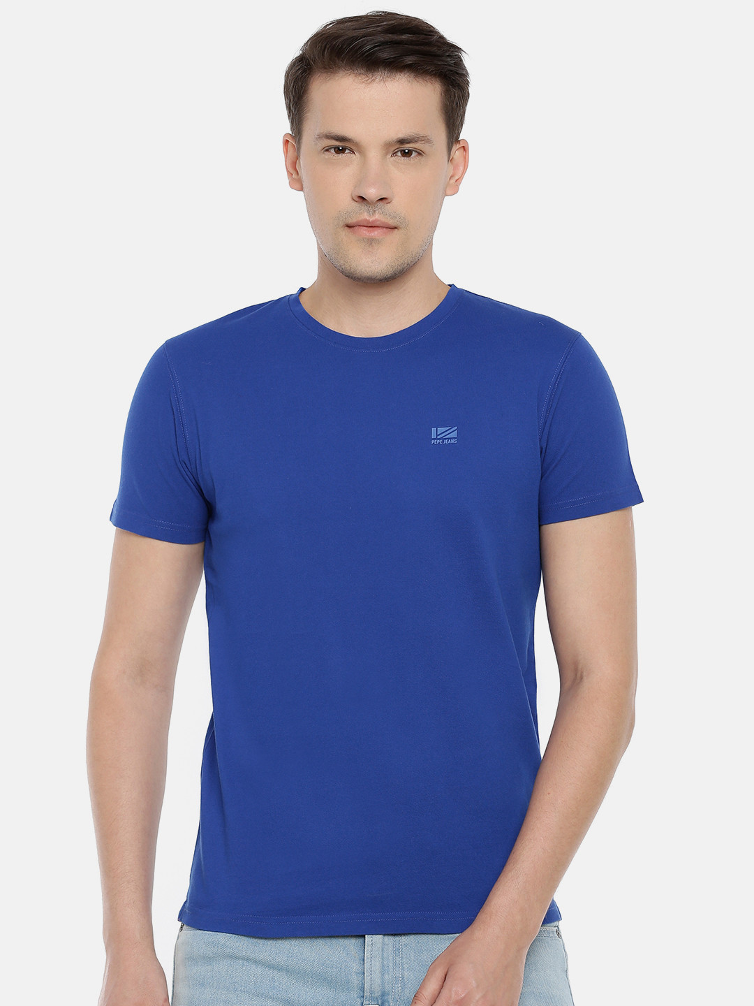 

Pepe Jeans Men Blue Solid Pure Cotton T-shirt