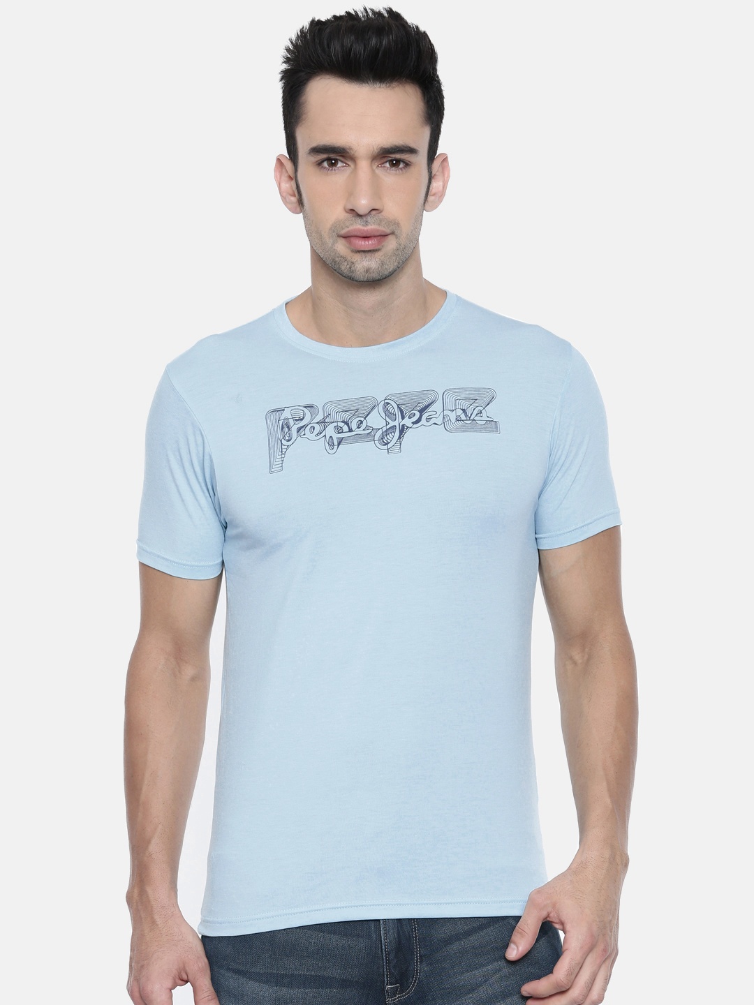 

Pepe Jeans Men Blue Printed Slim Fit Round Neck T-shirt