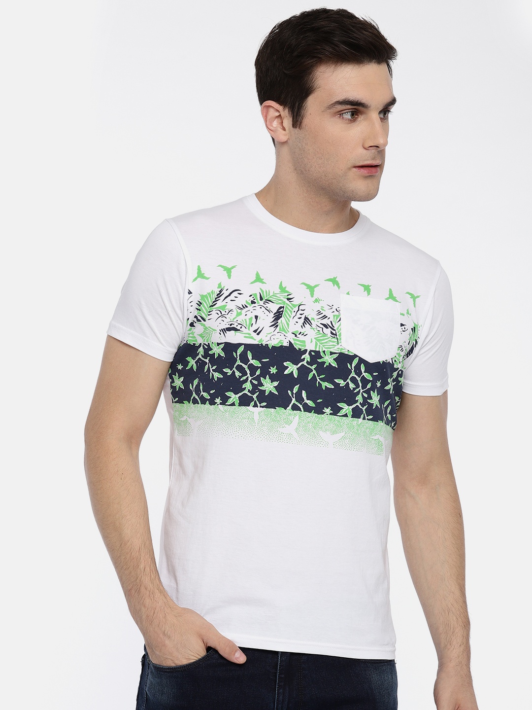 

Pepe Jeans Men White Printed Round Neck T-shirt