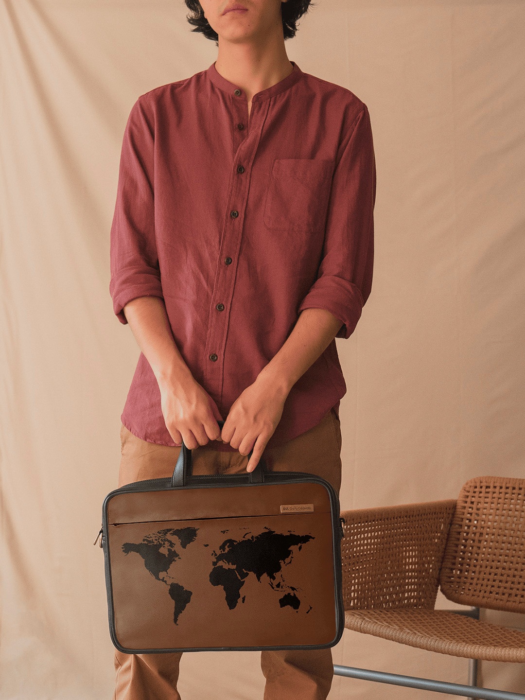 

DailyObjects Brown Printed 15.6 Inches PU Laptop Bag