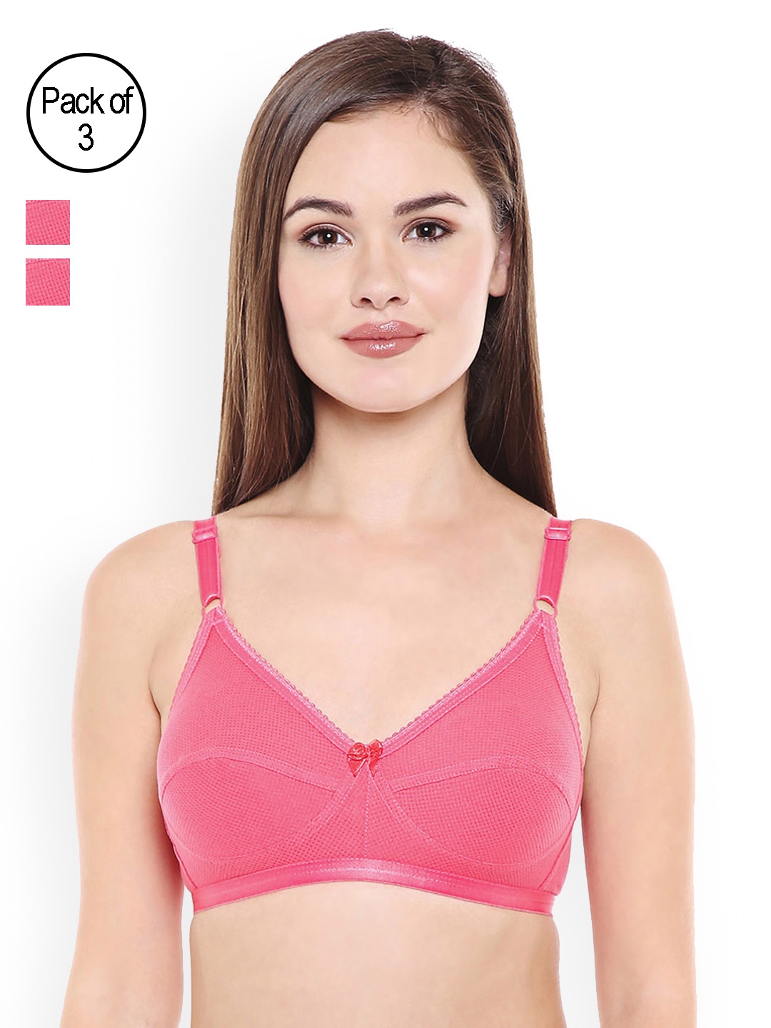 

Bodycare Pack of Assorted Solid Non-Wired Non Padded Everyday Bra