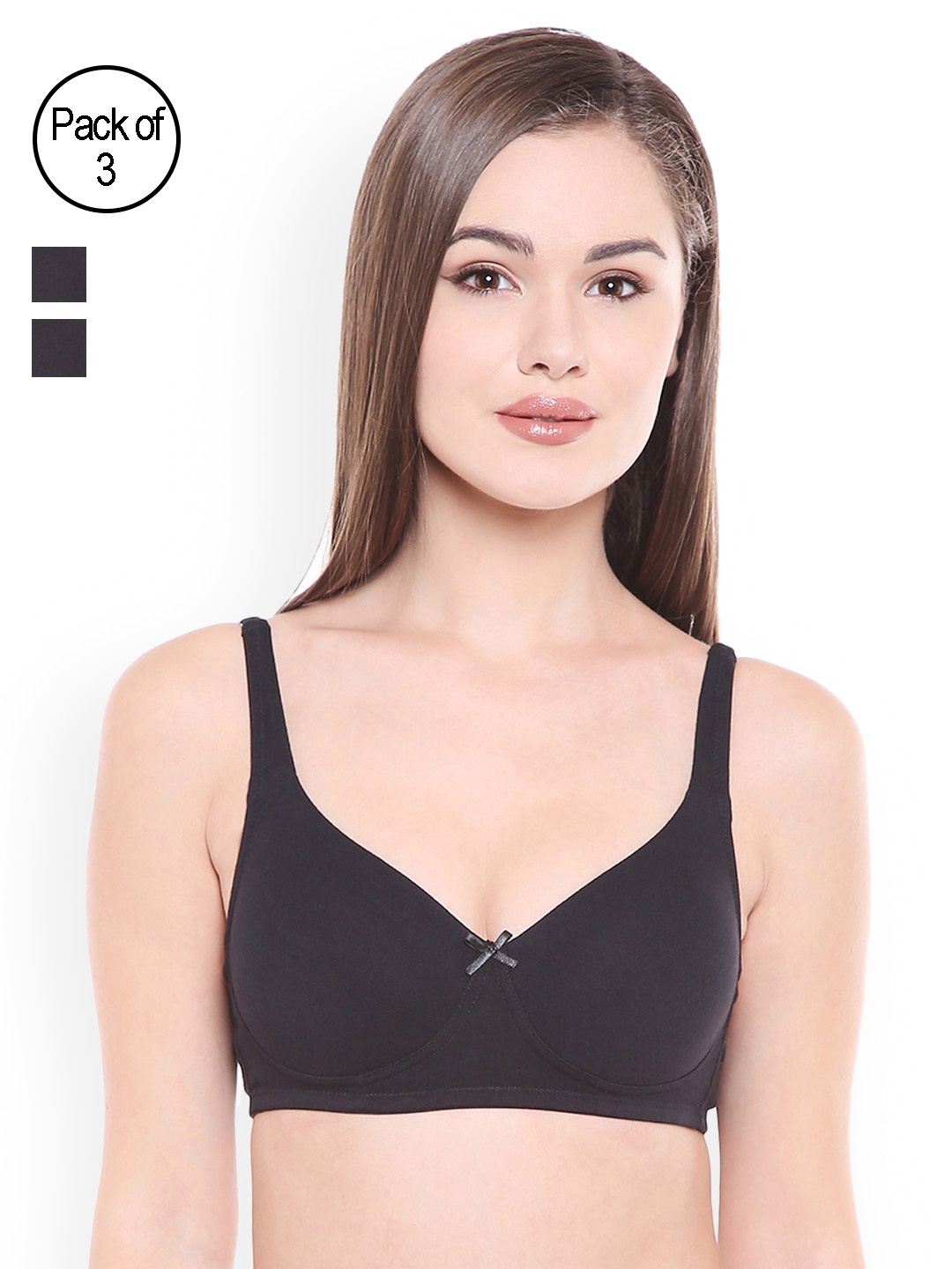 

Bodycare Pack of 3 Black Solid Non-Wired Non Padded T-shirt Bras E5553BBB