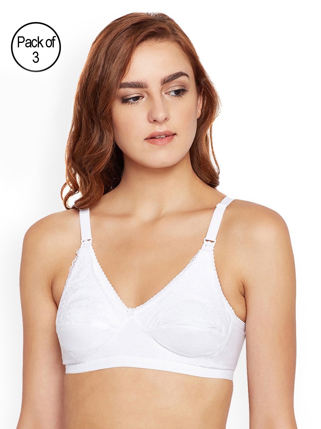 

Bodycare Pack of 3 White Self Design Non-Wired Non Padded Maternity Bra E5539WWW