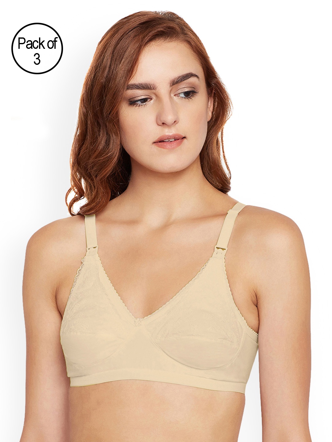 

Bodycare Pack of 3 Nude-Coloured Self Design Non-Wired Non Padded Maternity Bra E5539SSS