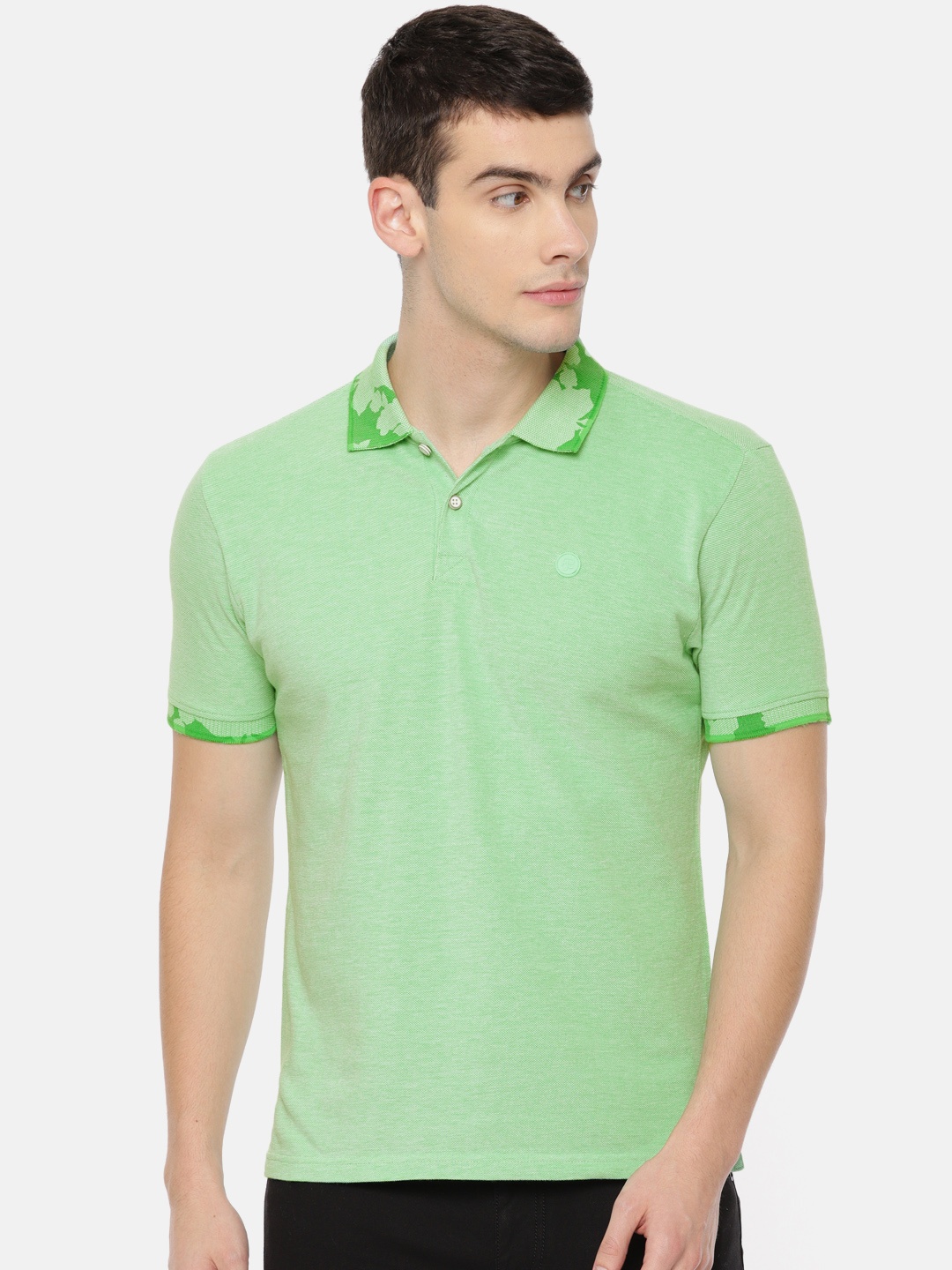 

Pepe Jeans Men Green Solid Polo Collar Pure Cotton T-shirt