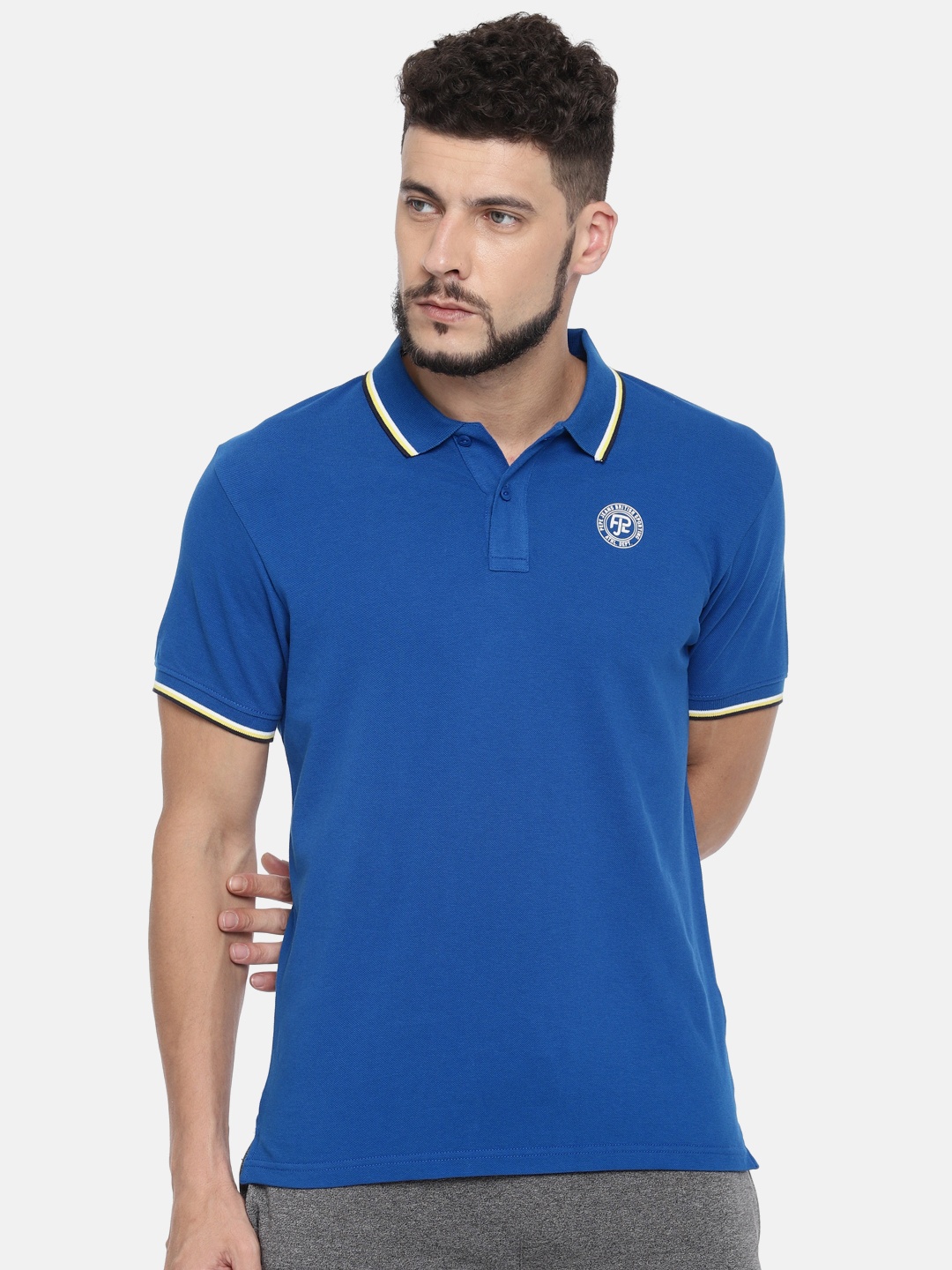 

Pepe Jeans Men Blue Solid Polo Pure Cotton T-shirt