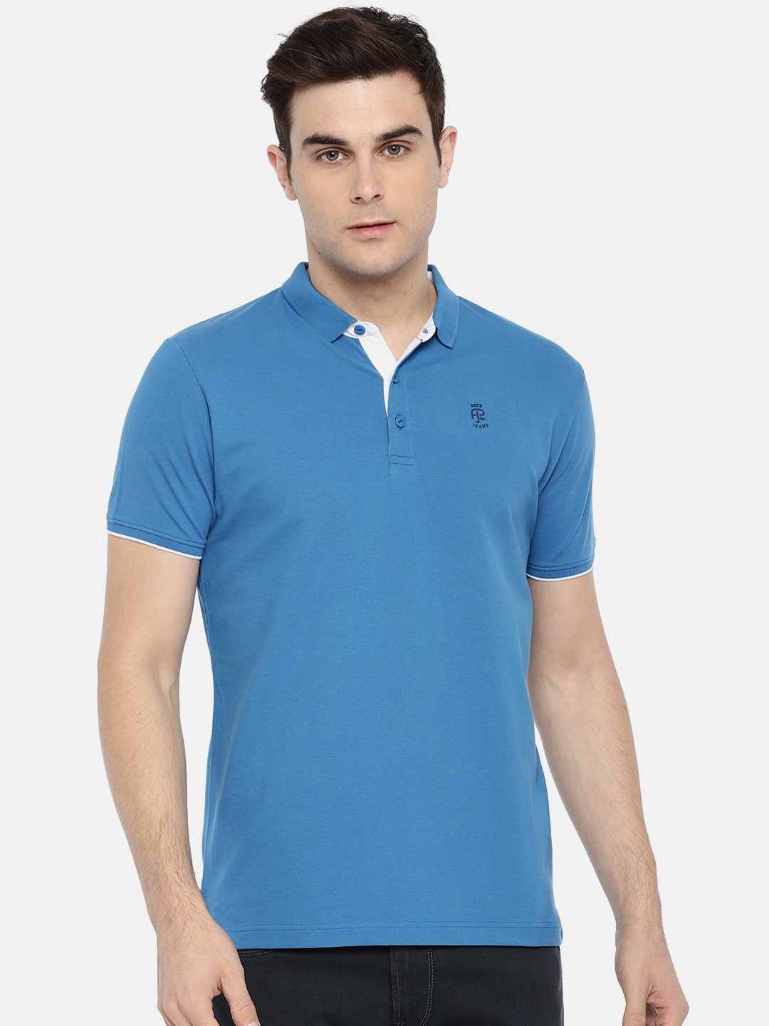 

Pepe Jeans Men Blue Solid Polo T-shirt