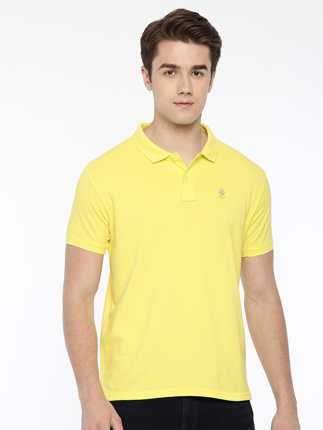 

Pepe Jeans Men Yellow Solid Polo Collar T-shirt