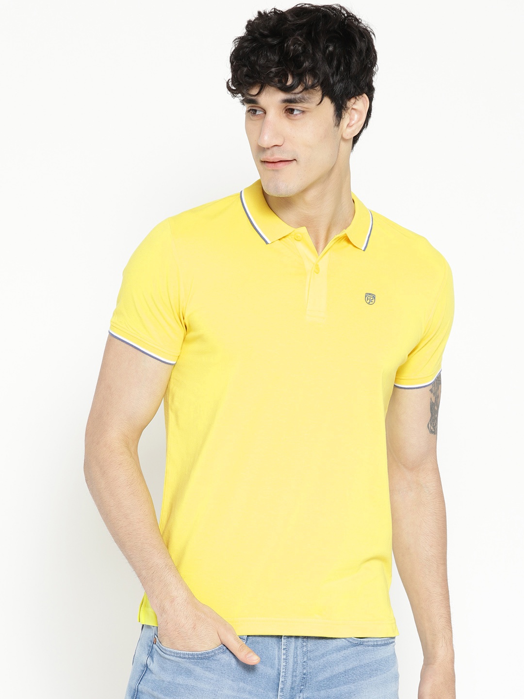 

Pepe Jeans Men Yellow Solid Polo Collar T-shirt