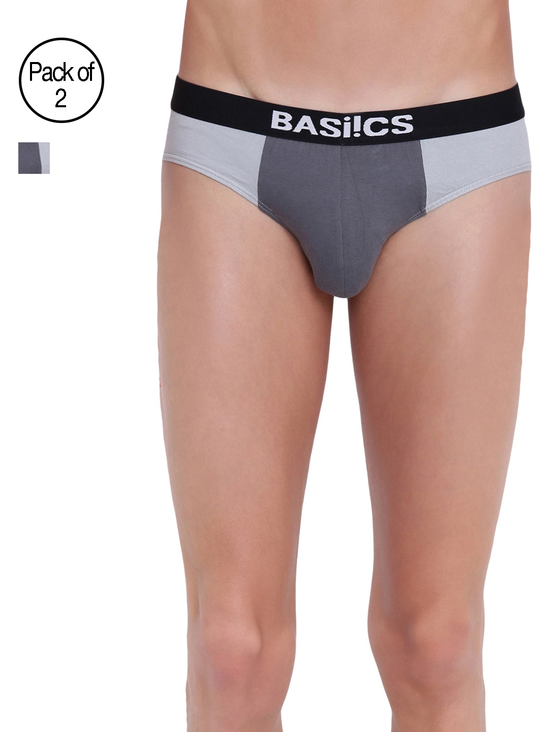 

BASIICS by La Intimo Pack of 2 Urbane Lad Briefs BCSBR12B0770, Grey