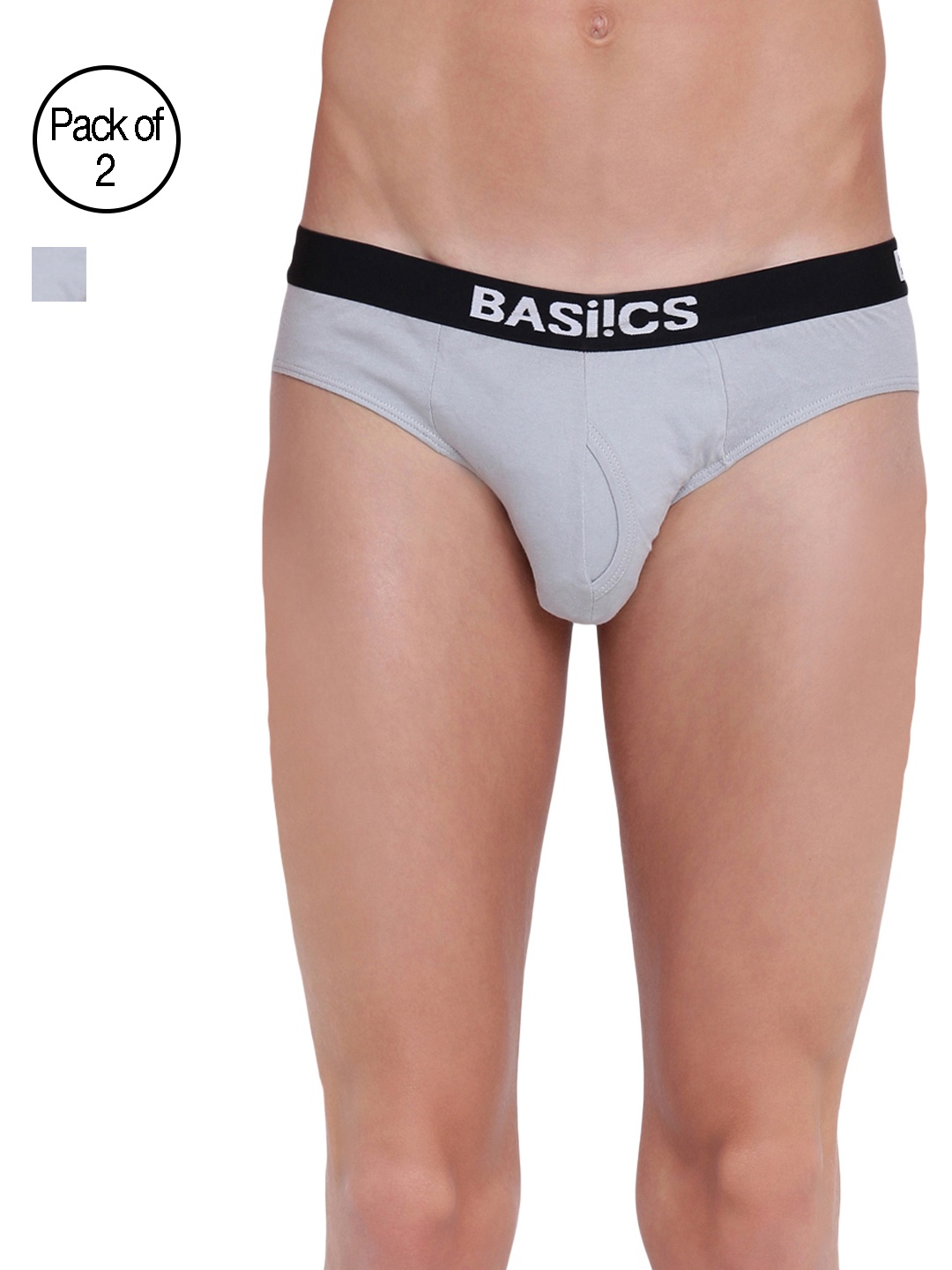 

BASIICS by La Intimo Men Pack of 2 Briefs BCSBR10B0770, Grey