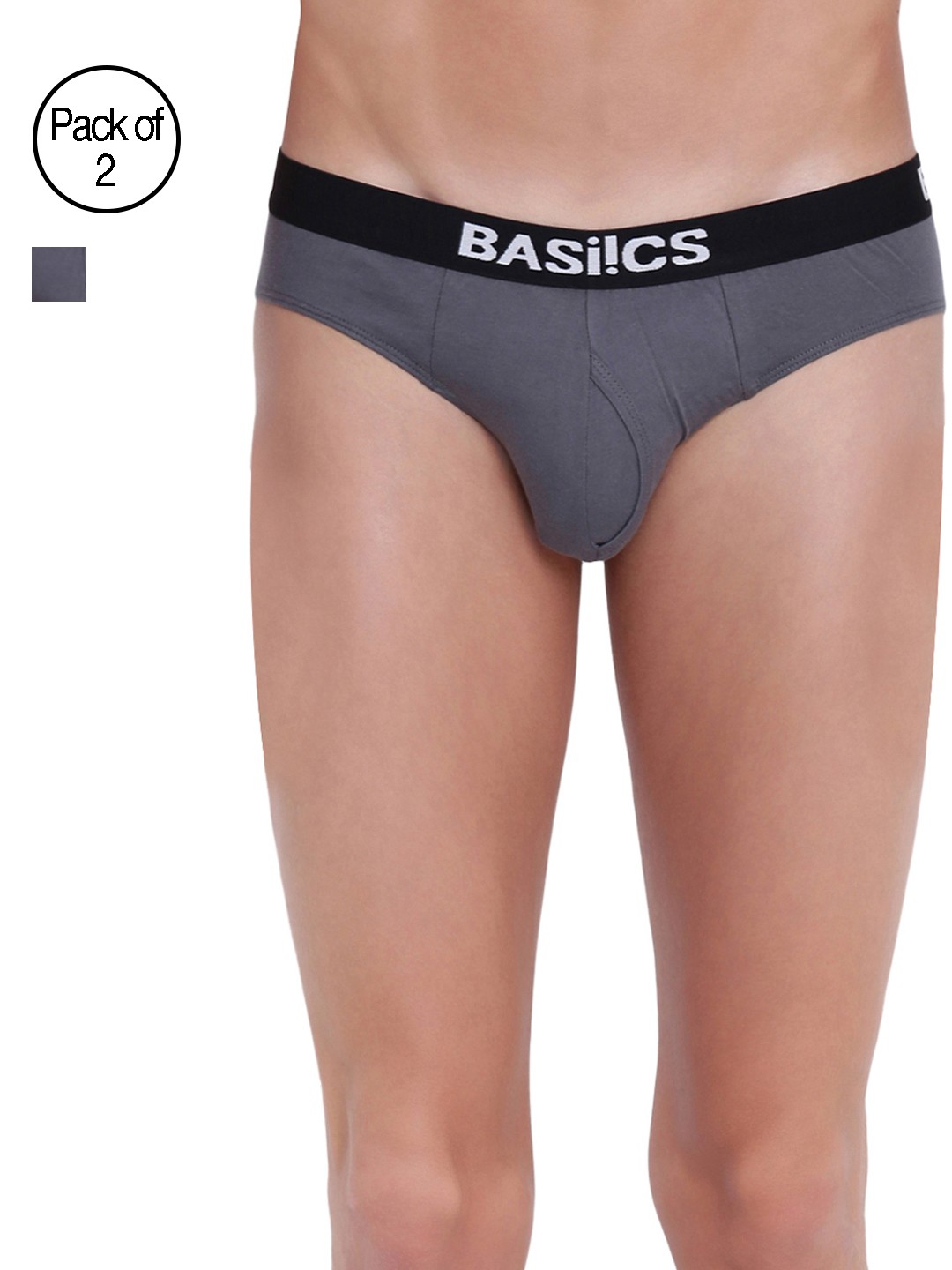 

BASIICS by La Intimo Pack of 2 Briefs BCSBR10B0AA0, Grey