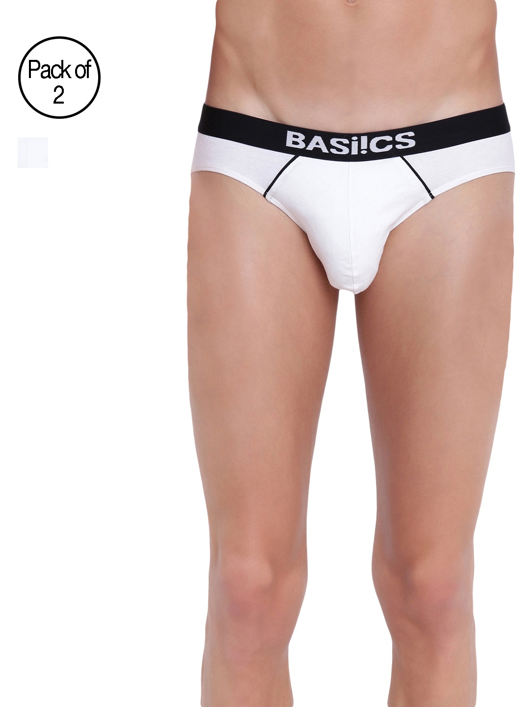 

BASIICS by La Intimo Men White Pack of 2 Briefs BCSBR11B0550