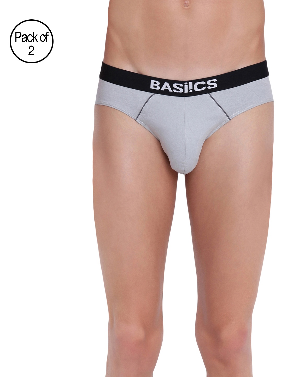 

BASIICS by La Intimo Men Grey Pack of 2 Briefs BCSBR11B0770
