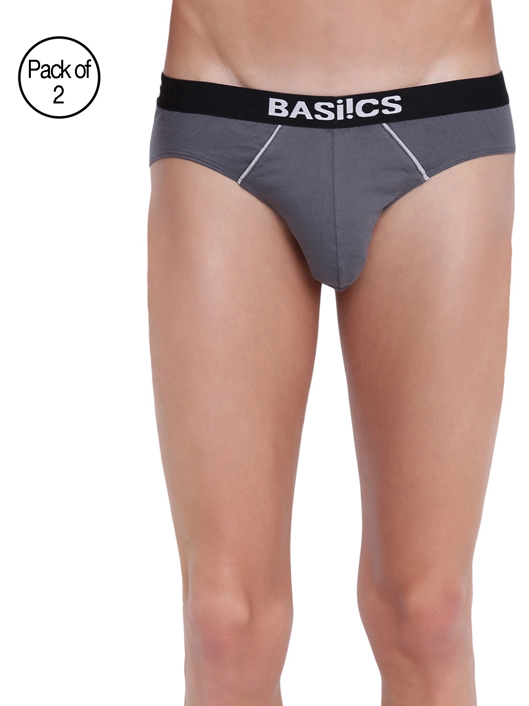 

BASIICS by La Intimo Men Grey Pack of 2 Briefs BCSBR11B0AA0