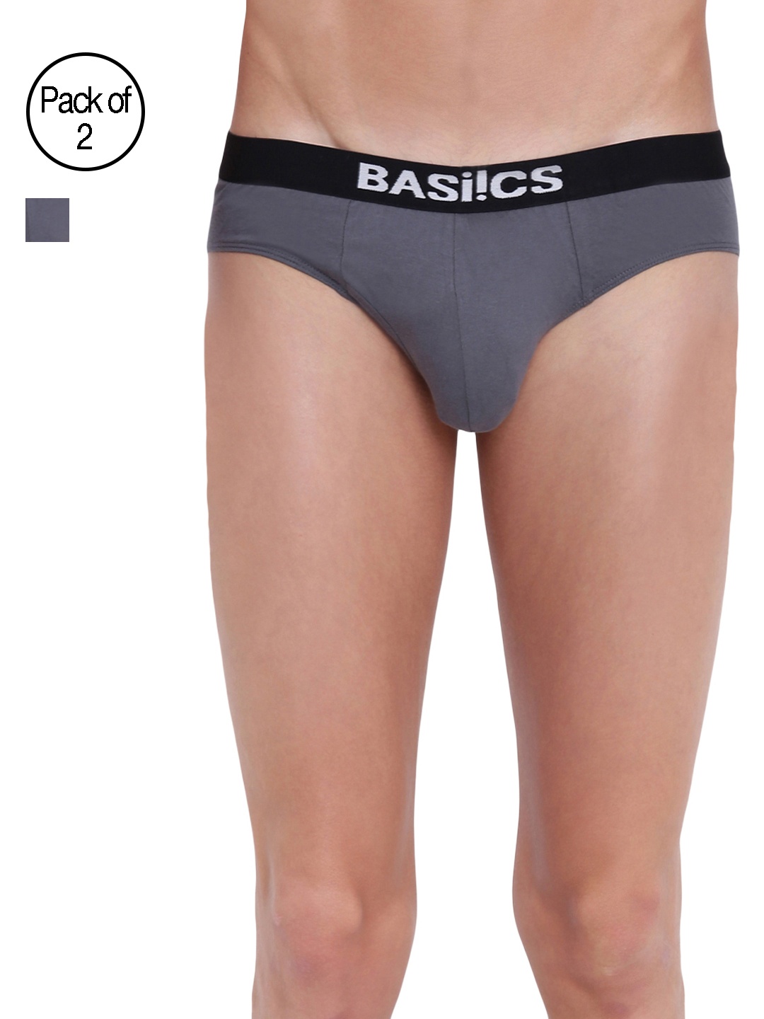 

BASIICS by La Intimo Men Pack of 2 Briefs BCSBR13B0AA0, Grey