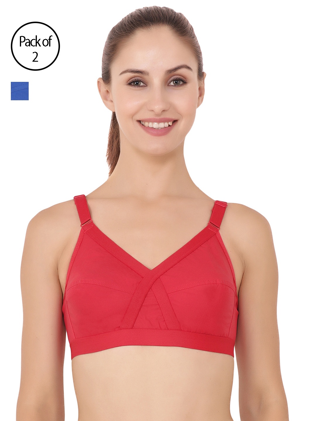 

Floret Pack of 2 Solid Non-Wired Non Padded Everyday Bra CrossFit_Red