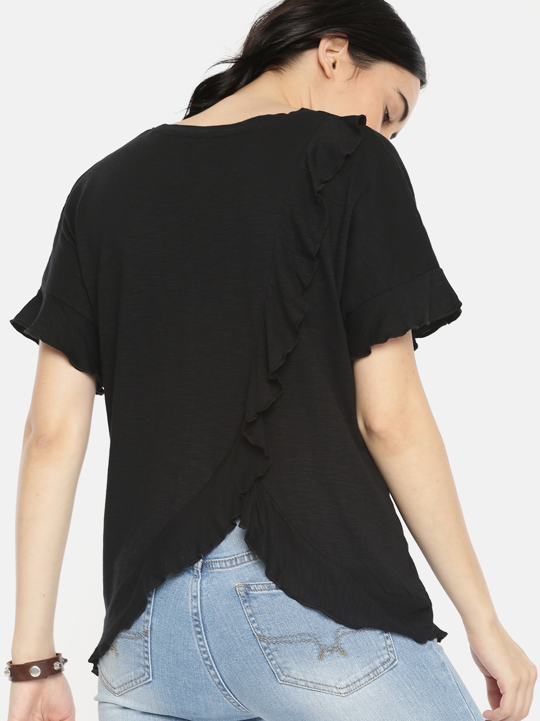 

Roadster Women Black Solid Styled Back Top